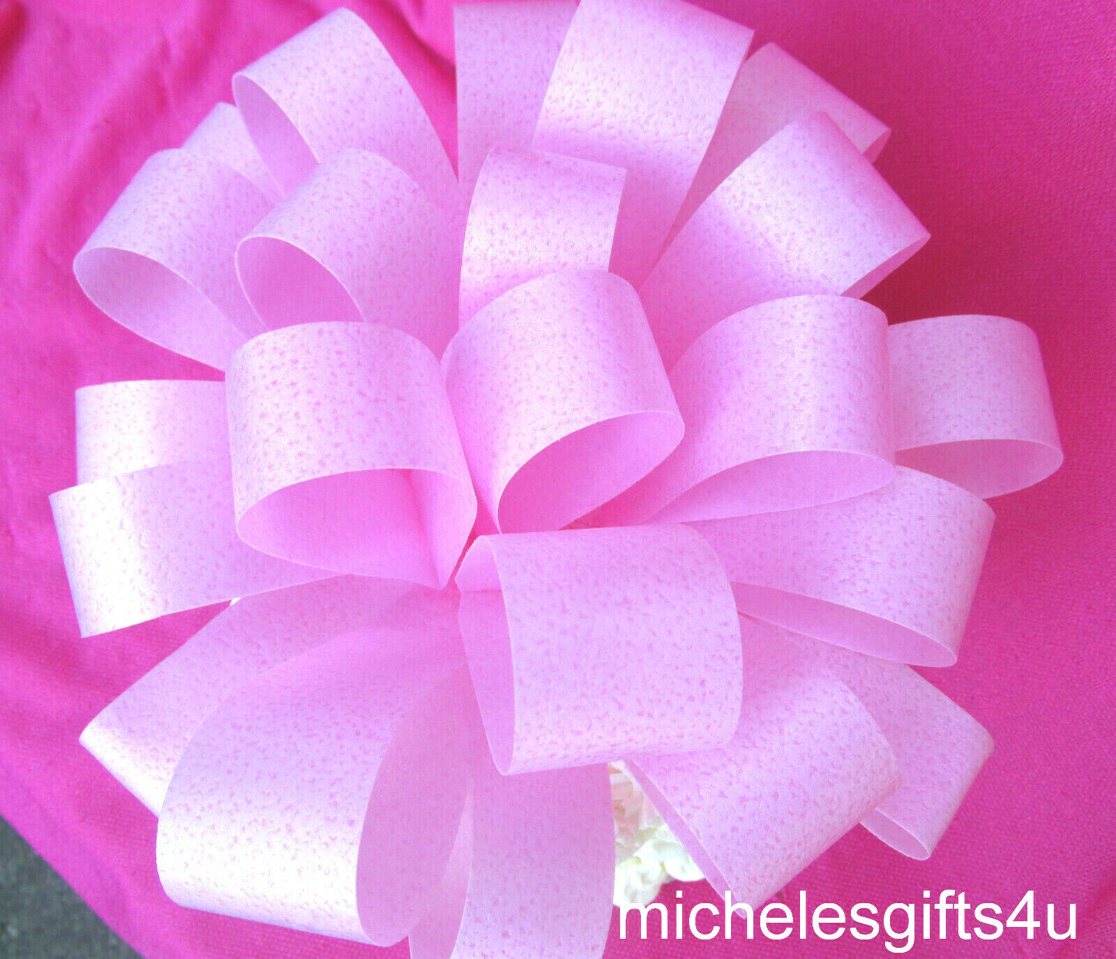 Large Edible Pink Cake Edible Wafer Paper Bow Ribbon 8
