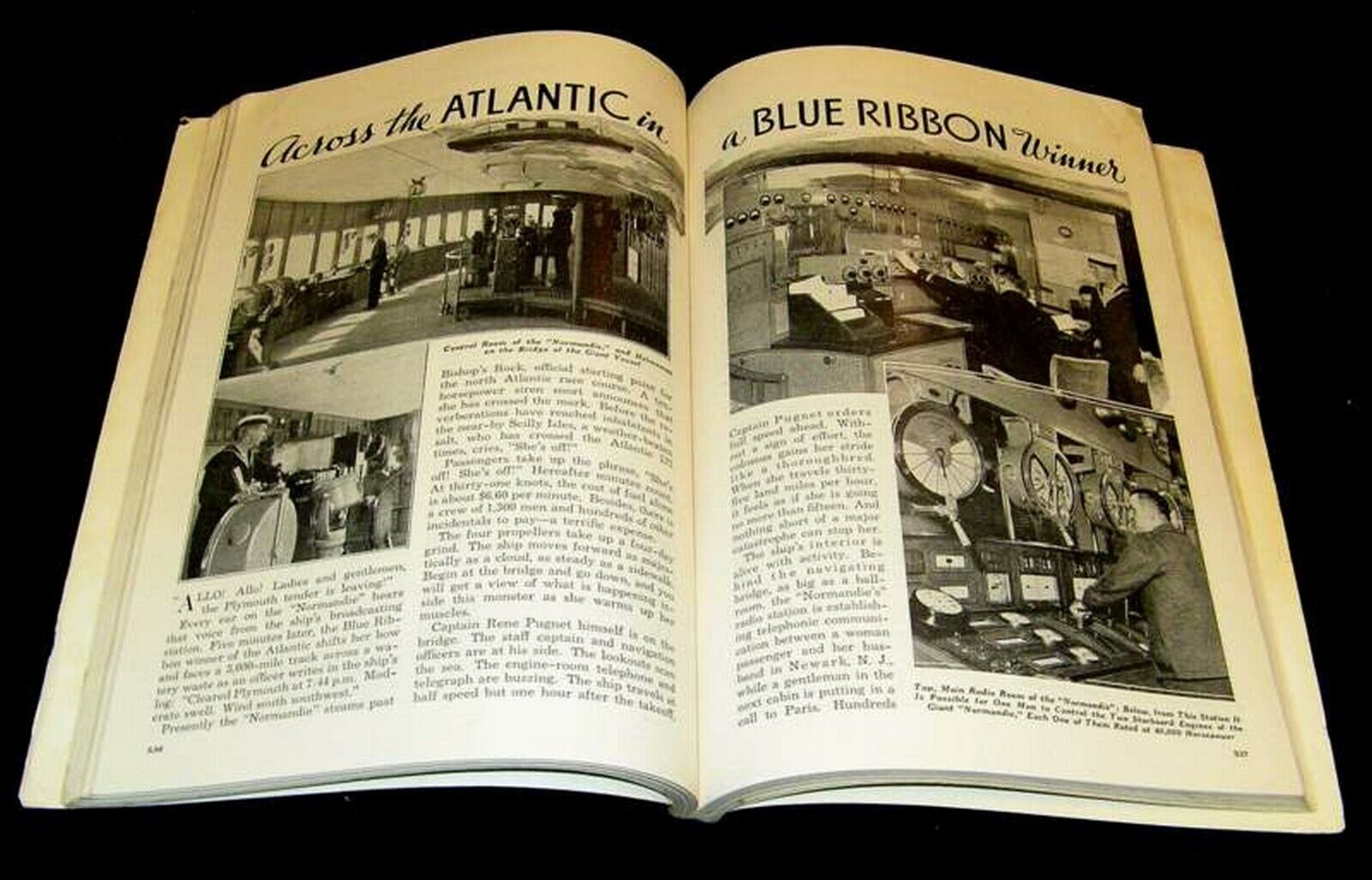 SS NORMANDIE 1935 CONTROL ROOM BRIDGE HELM RADIO & FIRE-CONTROL ROOMS PICTORIAL