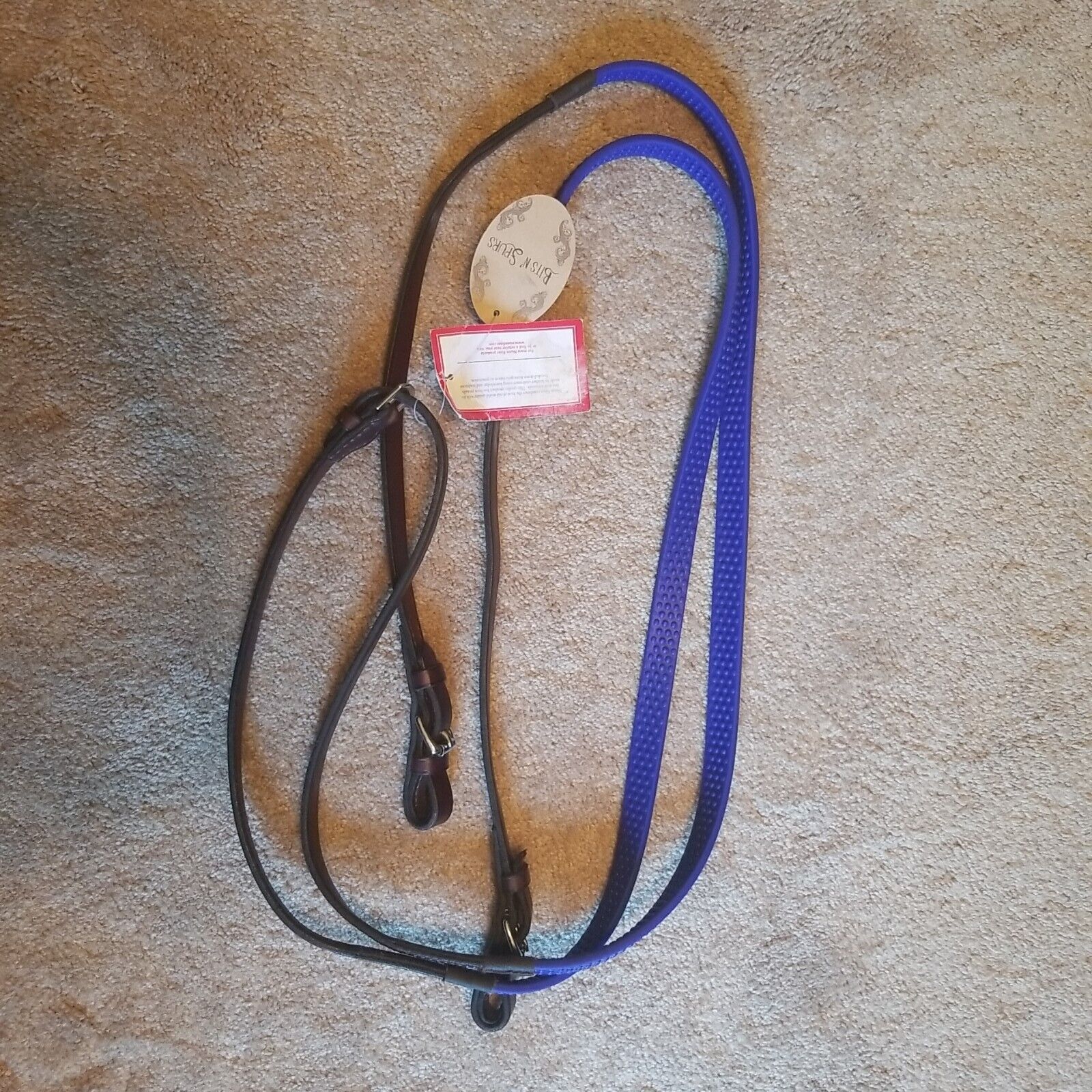 Nunn Finer Leather Goods Soft Grip Rubber Leather REins Equestrian Blue