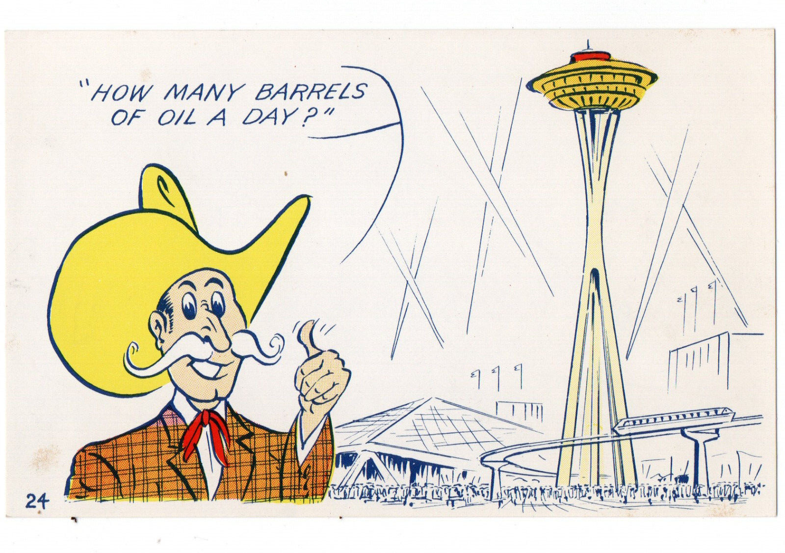 SEATTLE WORLD'S FAIR • COMIC CARD • C.P. JOHNSTON CO. • OIL TYCOON CARTOON #24