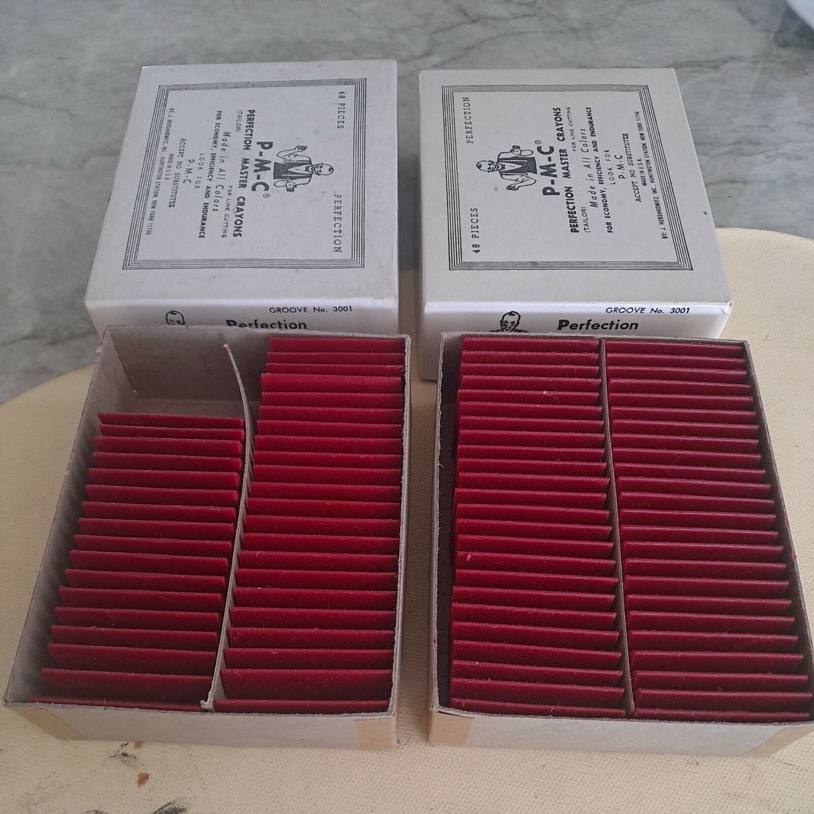 New from Old Stock PMC Tailor's Crayons in RED, no. 3001 - box of 48 + 39=87