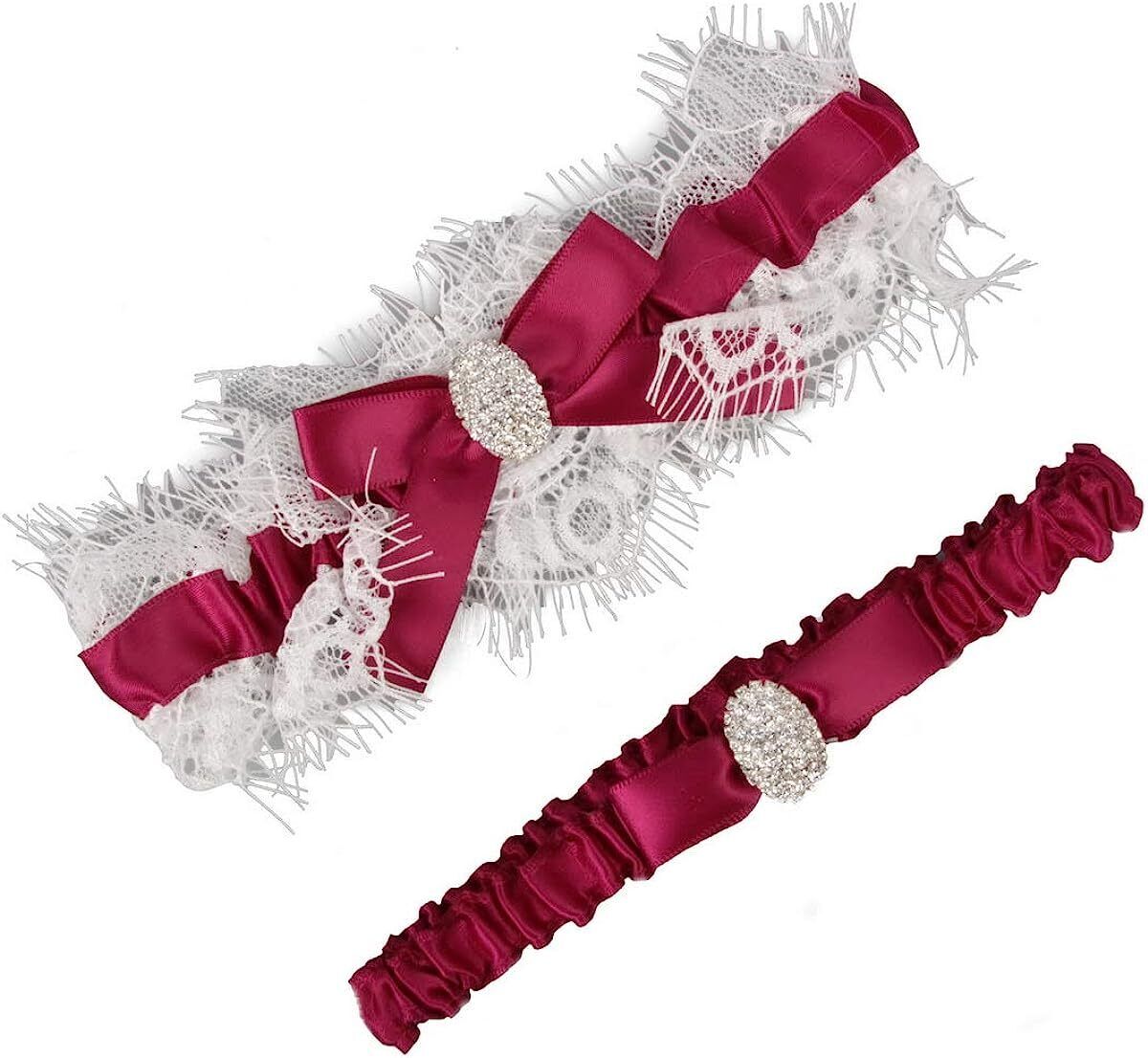 LOWOSAIWOR White Lace Wedding Garters Bridal Garter Set for Women Bride Garters