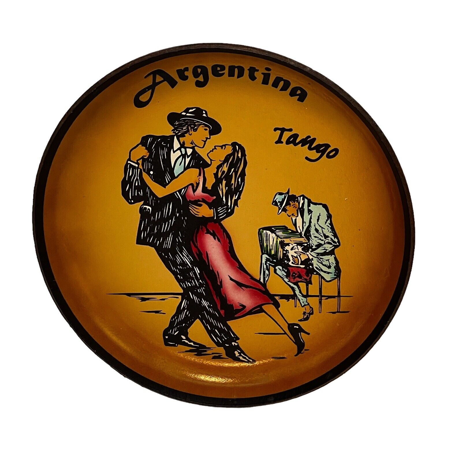Vintage Caminito La Boca Leather Plate Argentina Buenos Aires Tango Dancers 6