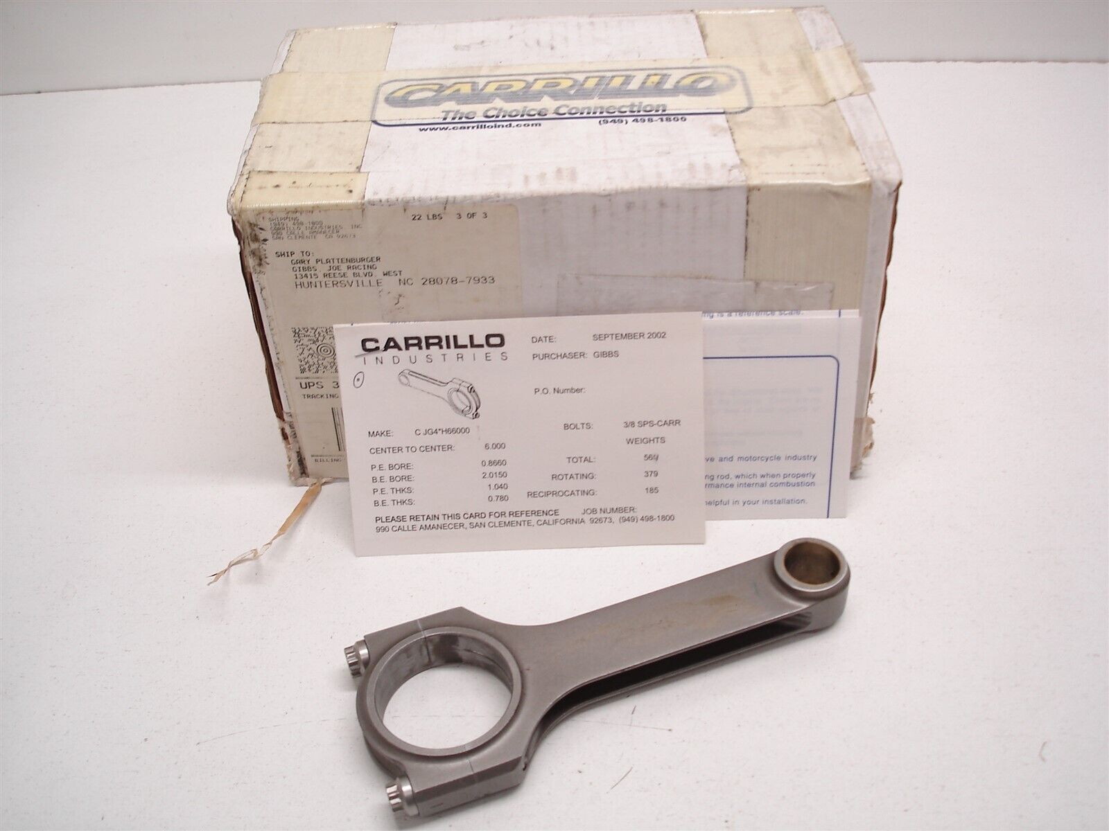 8 NASCAR CARRILLO H-BEAM 6.000