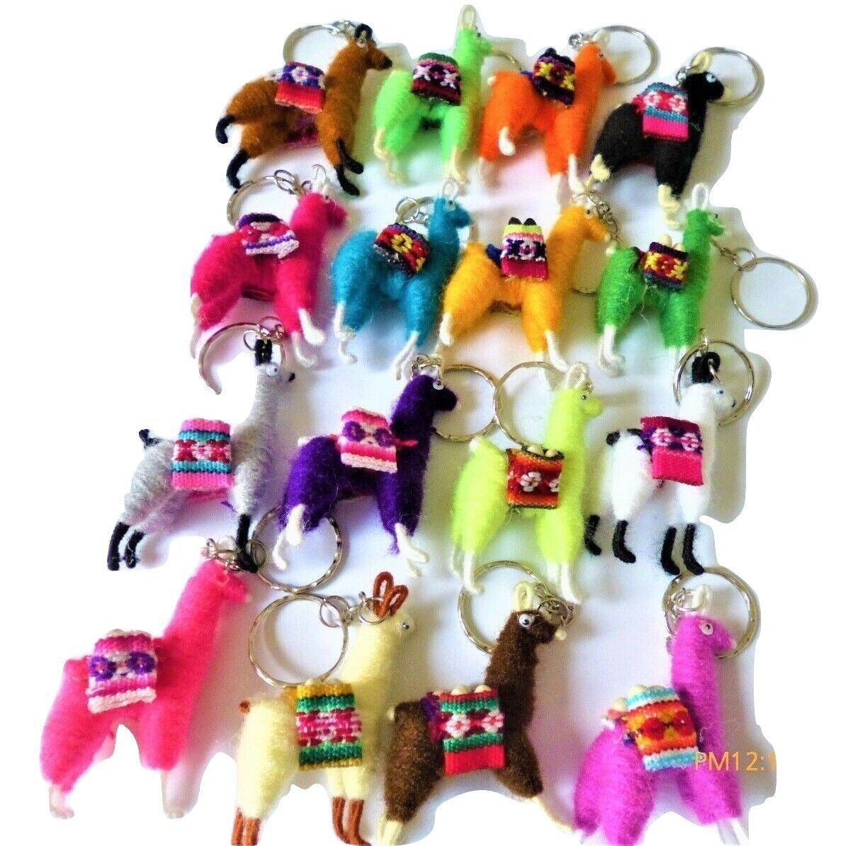 WHOLESALE LOT OF 20 ASSORTED HANDMADE PERUVIAN LLAMA KEYCHAINS ITEM IN USA