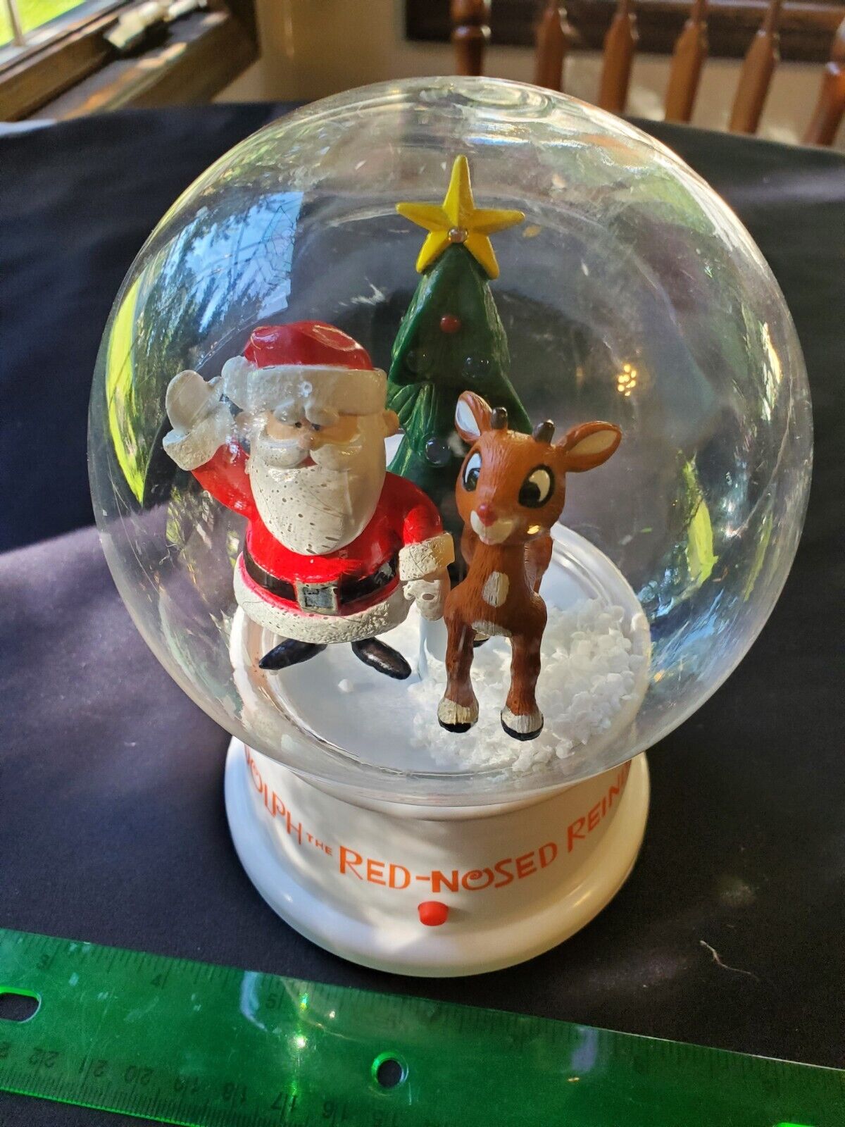 Gemmy Rudolph the Red-Nosed Reindeer Christmas Snow Globe Lights & Sounds