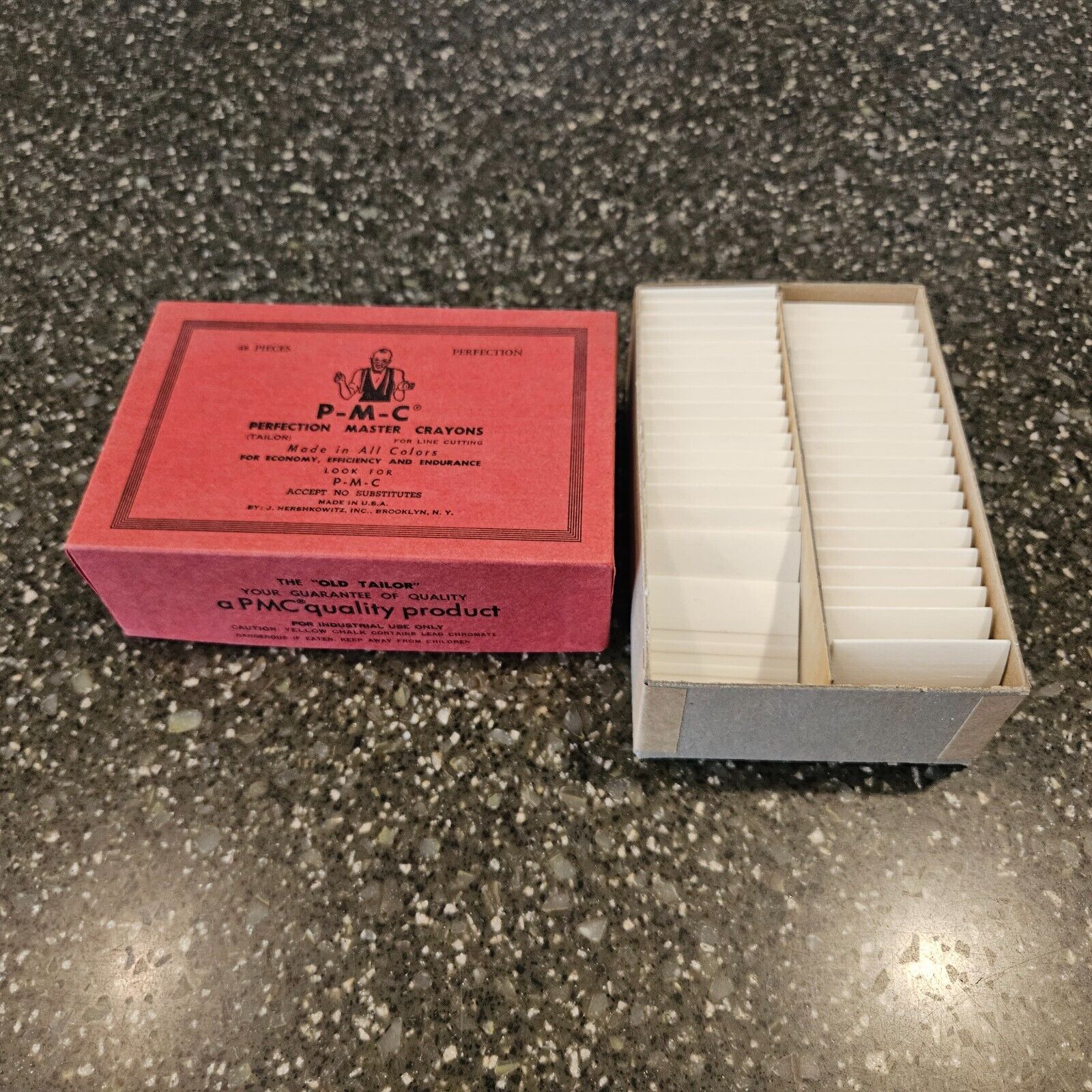 Vintage Box of 37 PMC Tailors Chalk White NOS Perfection Master Crayons