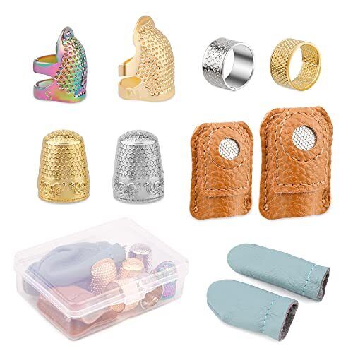 10pcs Hand-Working Sewing Thimble Metal Finger Shield Ring Leather