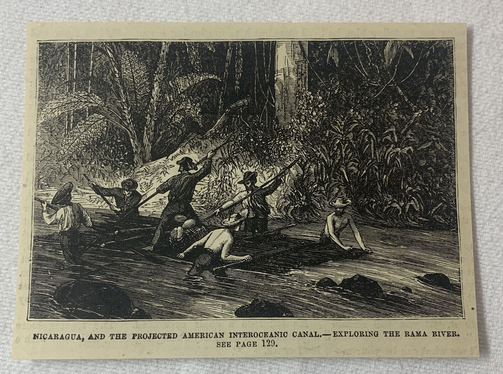 1880 magazine engraving~ EXPLORING THE RAMA RIVER Nicaragua