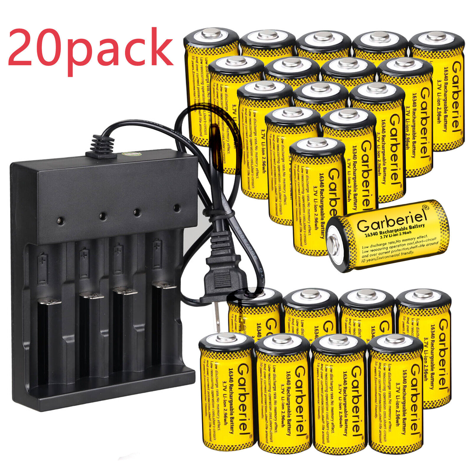 2800mAh Batteries CR123A 16340 Rechargeable Battery / Smart Charger Lot