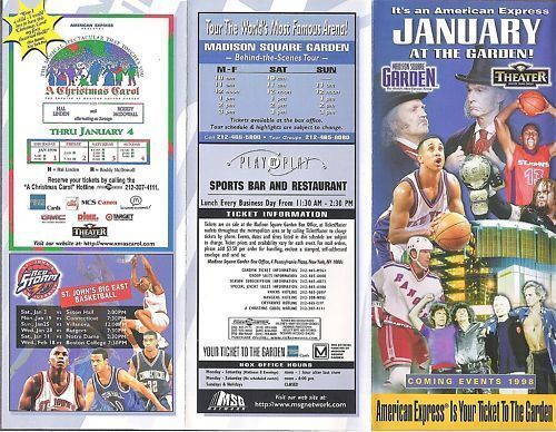 1999 Madison Square Garden Flyer,  Wayne Gretzky, Rolling Stones, etc.