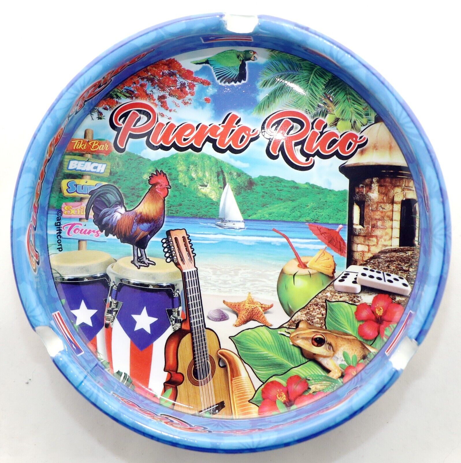 Puerto Rico Scene Full Wrap Porcelain Ashtray 5