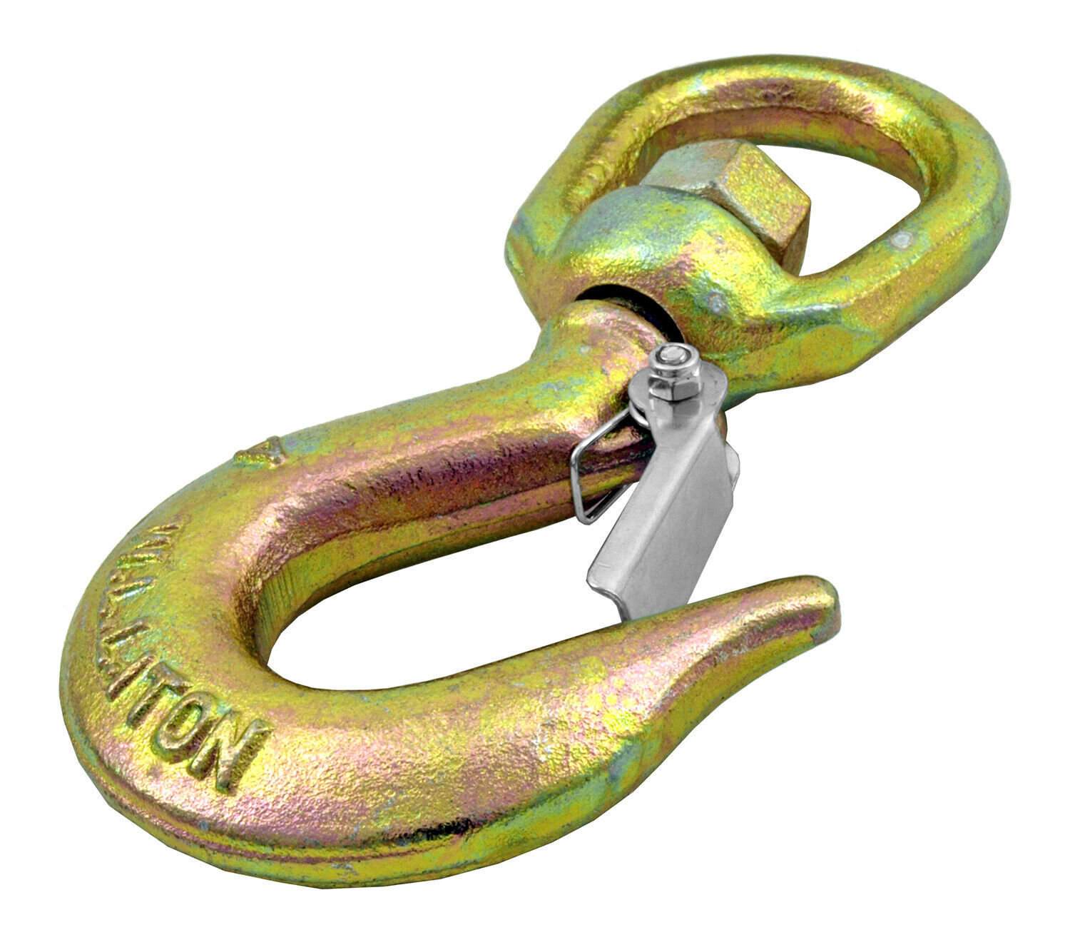 1 TON Heavy Duty Anti-Corrosion Coated Steel Swivel Eye Lifting Hook w/ Latch