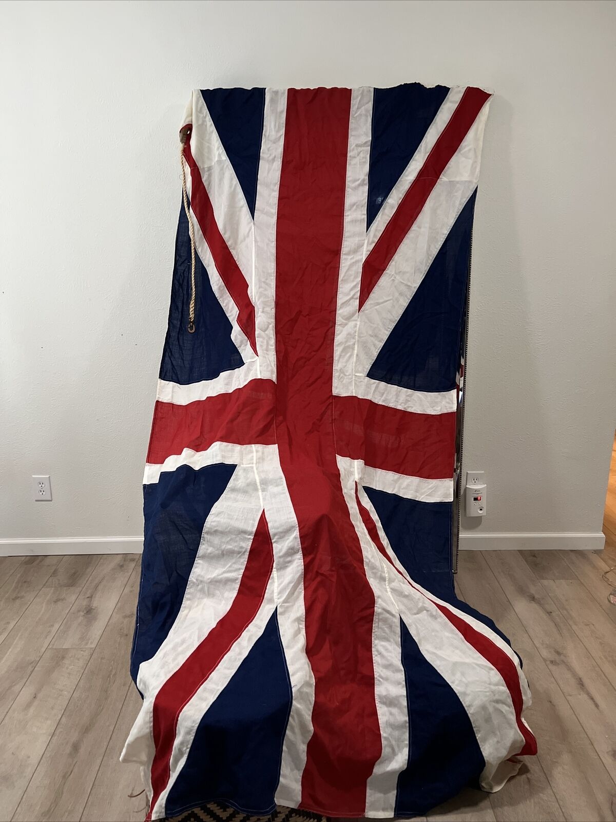 WW2 British UK Panel Stitched Union Jack Flag 52” X108”  Hooks Rope Stamp