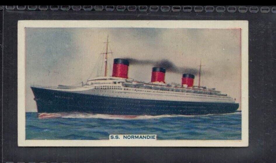 S.S. NORMANDIE - ATLANTIC BLUE RIBBON HOLDER - 80 + year old English Card # 50