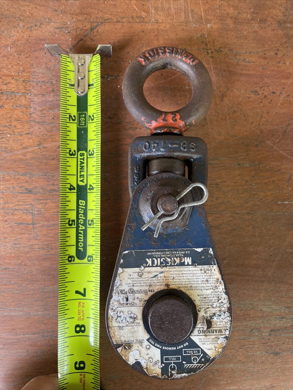 Used CROSBY McKissick 2 ton snatch block 109991 w/shackle N-419 3 in BB made USA
