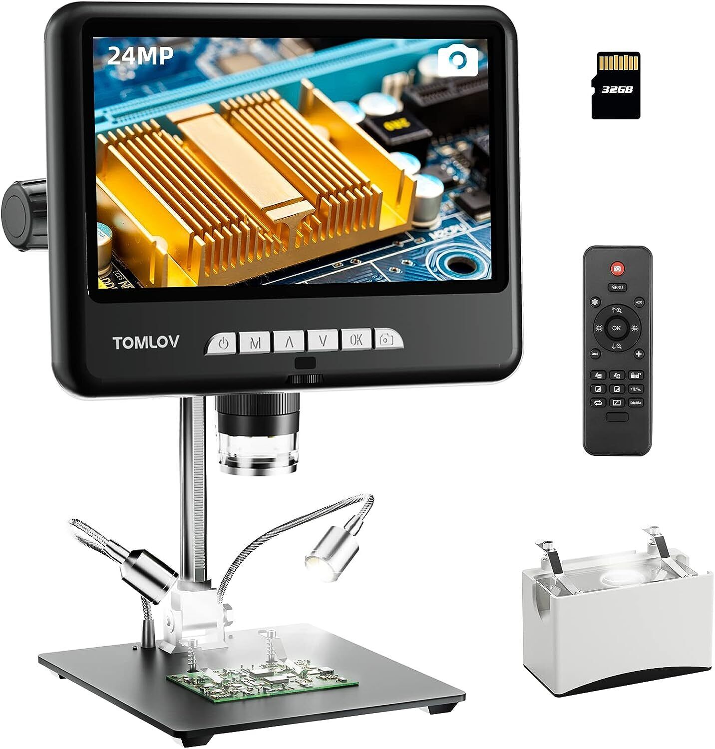 TOMLOV 24MP Digital Magnifier 1300x Solder Microscope Coin Microscope 10