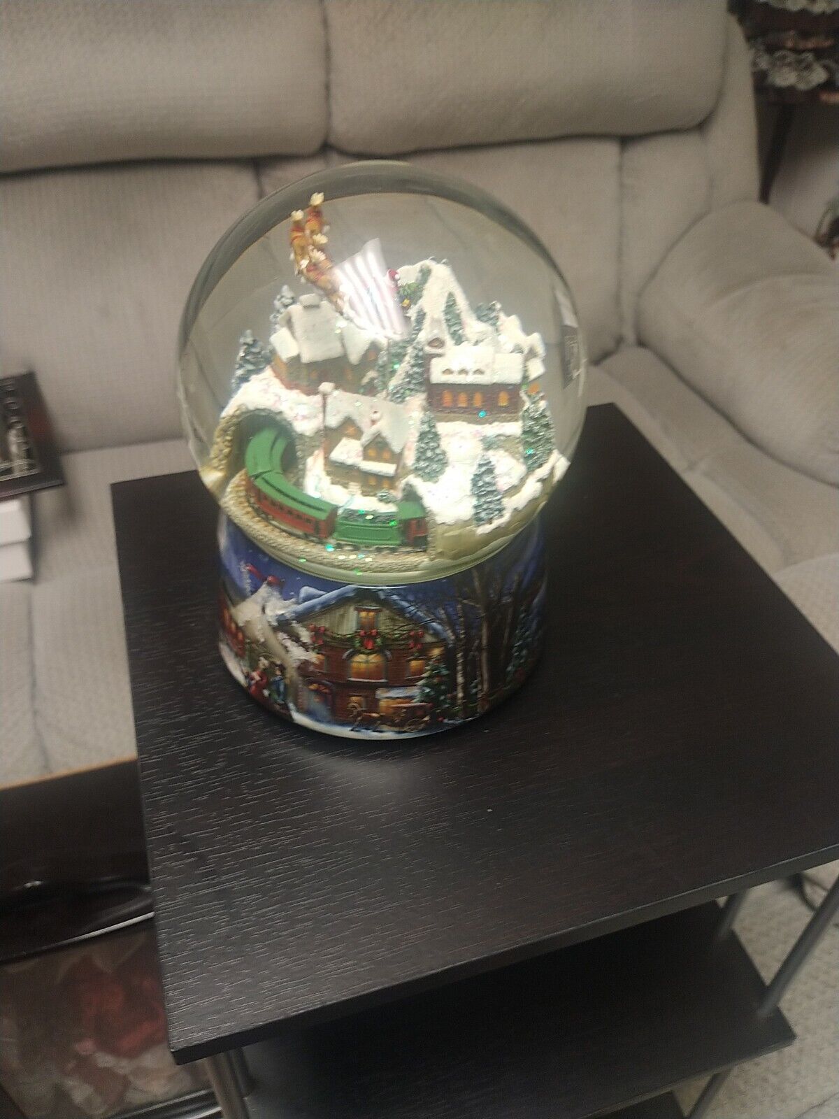 CHRISTMAS EXPRESS MUSICAL SNOW GLOBE WITH ROTATING SANTA SLEIGH AND TRAIN