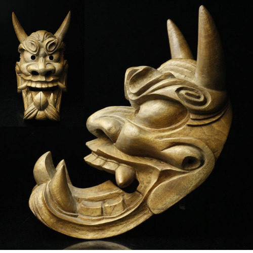 Japanse Traditional Hannya Mask Oni Mask Kagura Wooden Big Size H-25 From Japan
