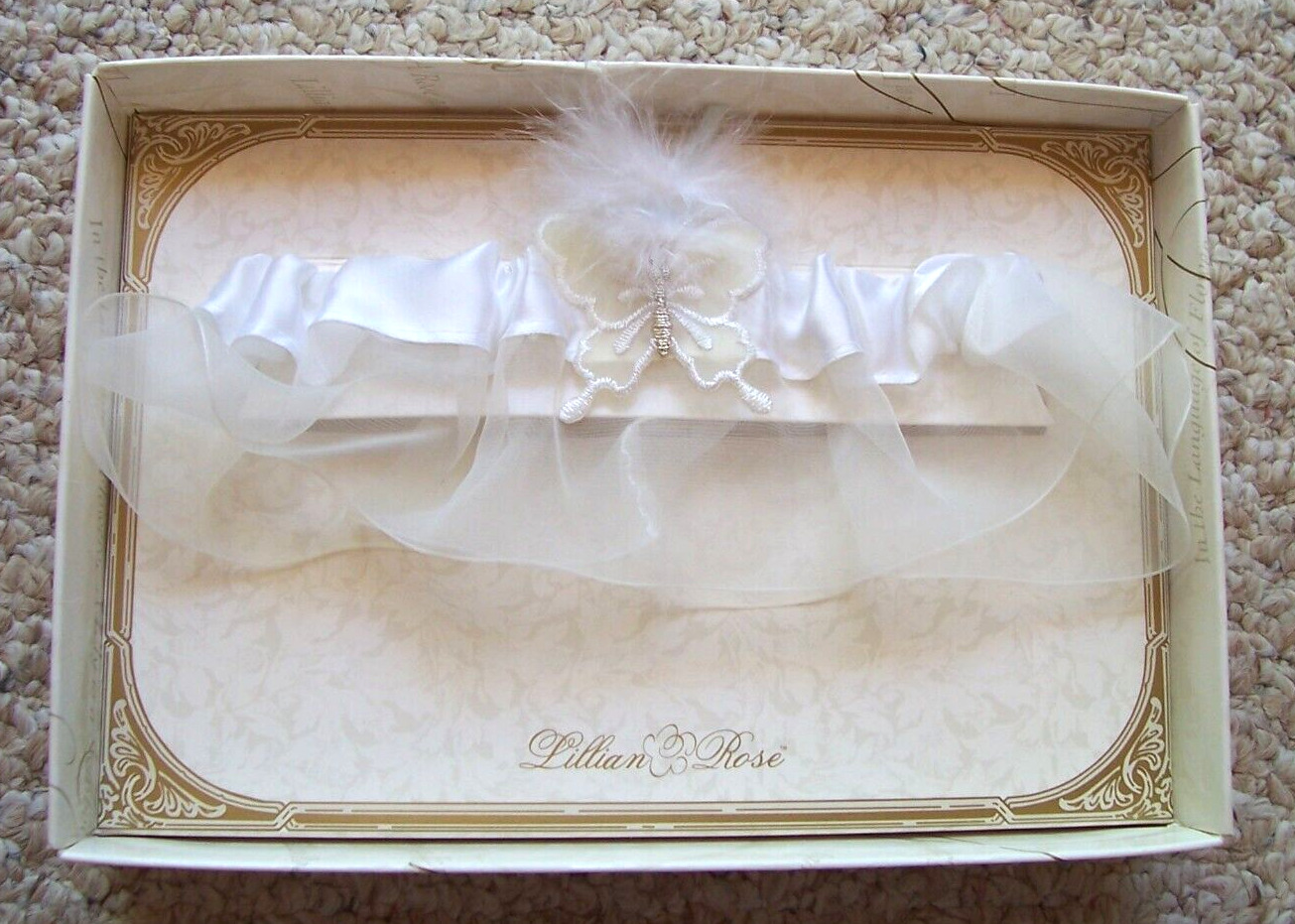 Lillian Rose Wedding Bride White Butterfly Keepsake Garter New