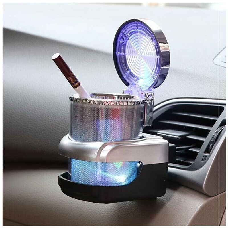 Car Ashtray with LED Light Cigar Ashtray Container Gas Bottle Smoke Cup Holder