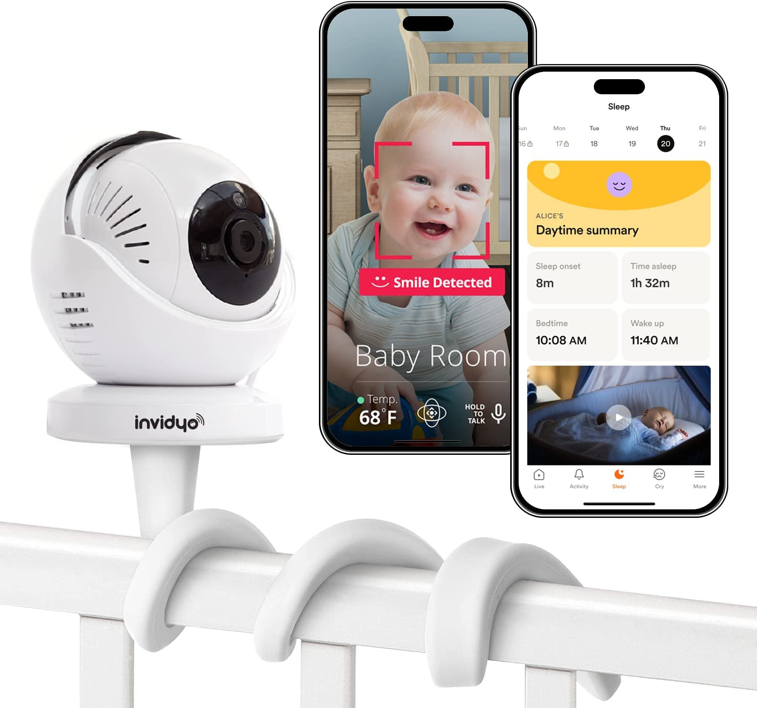 Wifi Baby Monitor: Sleep Tracker, Cry & Cough Alerts, Audio & Camera