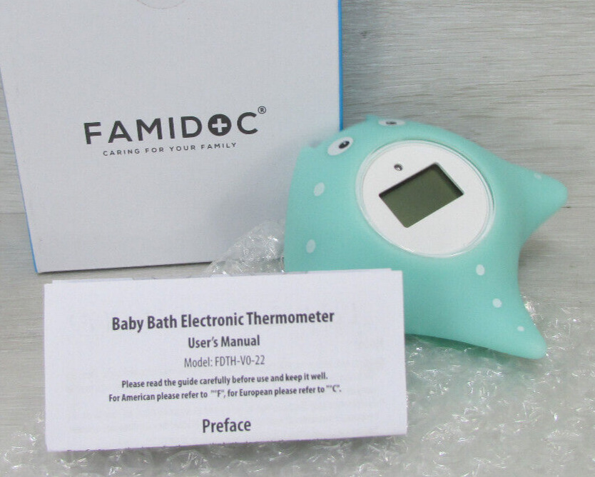 Digital Bath Water Thermometer Toy Stingray Light Green New Safe for Children