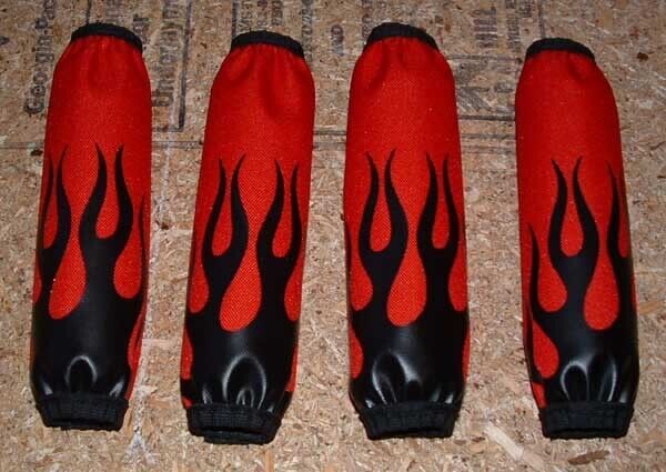 Quarter Midget Shock Covers by Shox Skinz - Red with Black Flames