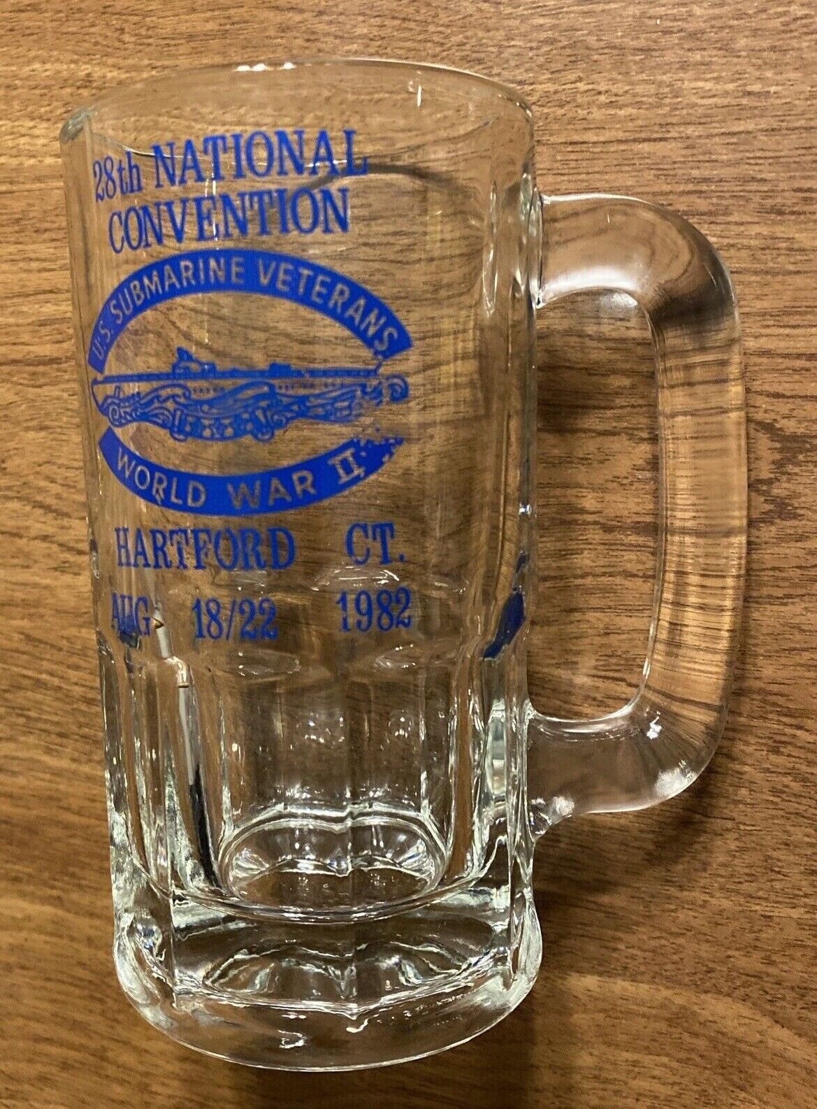 28th National Convention US Submarine Veterans WWII Beer Mug Hartford CT 1982