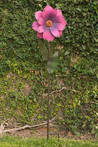 Alpine Corporation JUM250 Metal Daisy Flower Garden Stake, 64 Inch Tall, Mult...