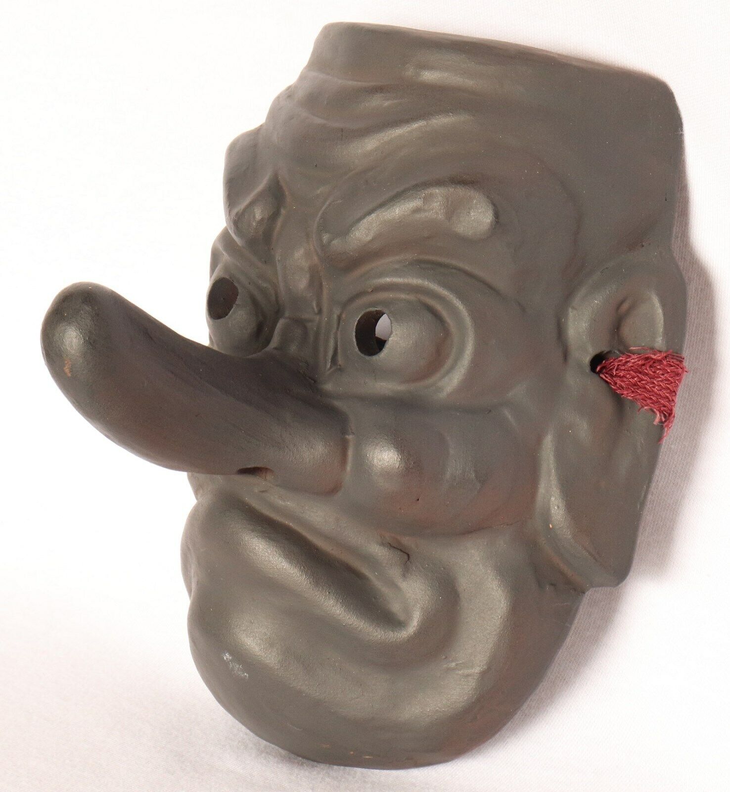 Japanese Tengu Mask Long-nosed goblin Devil Demon Pottery Wall Decoration Vtg