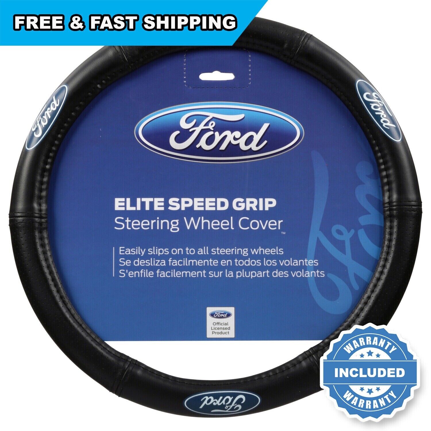 Ford Premium Elite Style Car SUV Truck Van Steering Wheel Cover UNIVERSAL GIFT