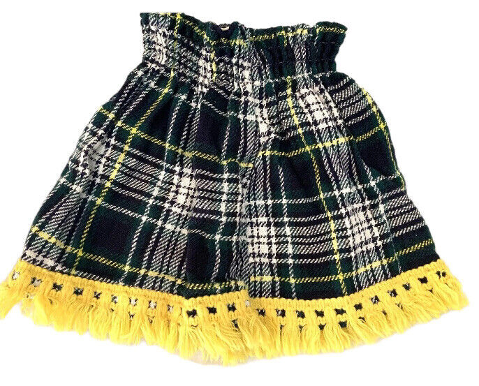 vintage her majesty girls skirt sz 7 green white stripes made in USA