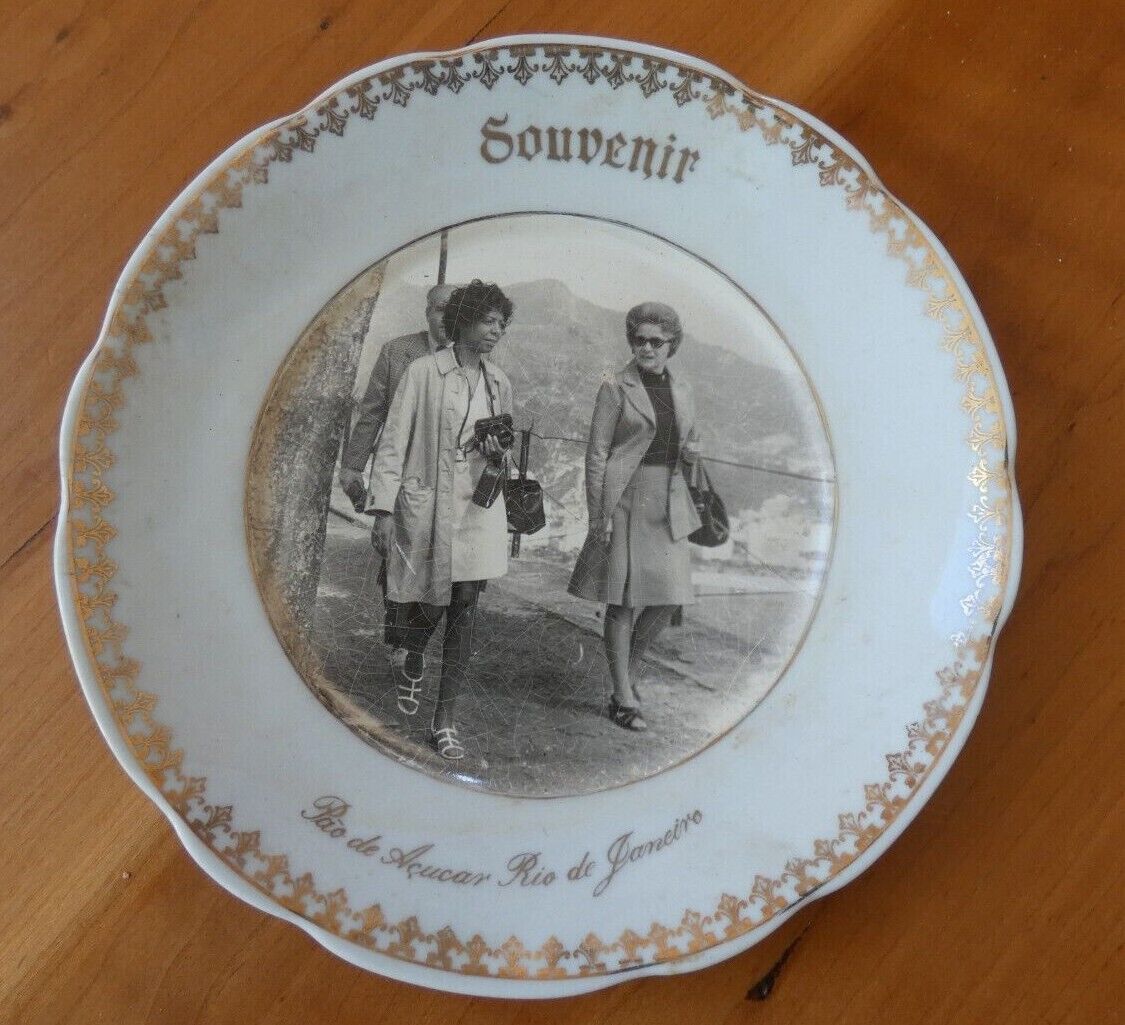 Vintage Souvenir Plate Pao de Acucar Rio De Janeiro 1960's people Made in Brazil